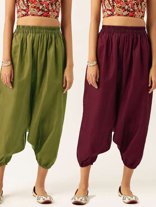 multi colored cotton harem salwars - 20213168 - Standard Image - 0