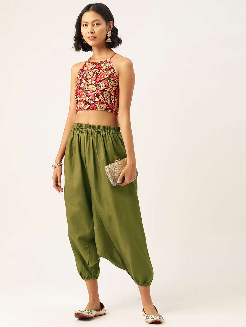 pack of 2 solid high-rise harem pants with elasticated waist - 20213172 -  Standard Image - 7