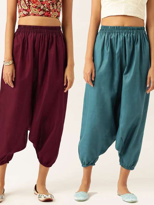 multi colored cotton harem salwars - 20213182 - Standard Image - 0