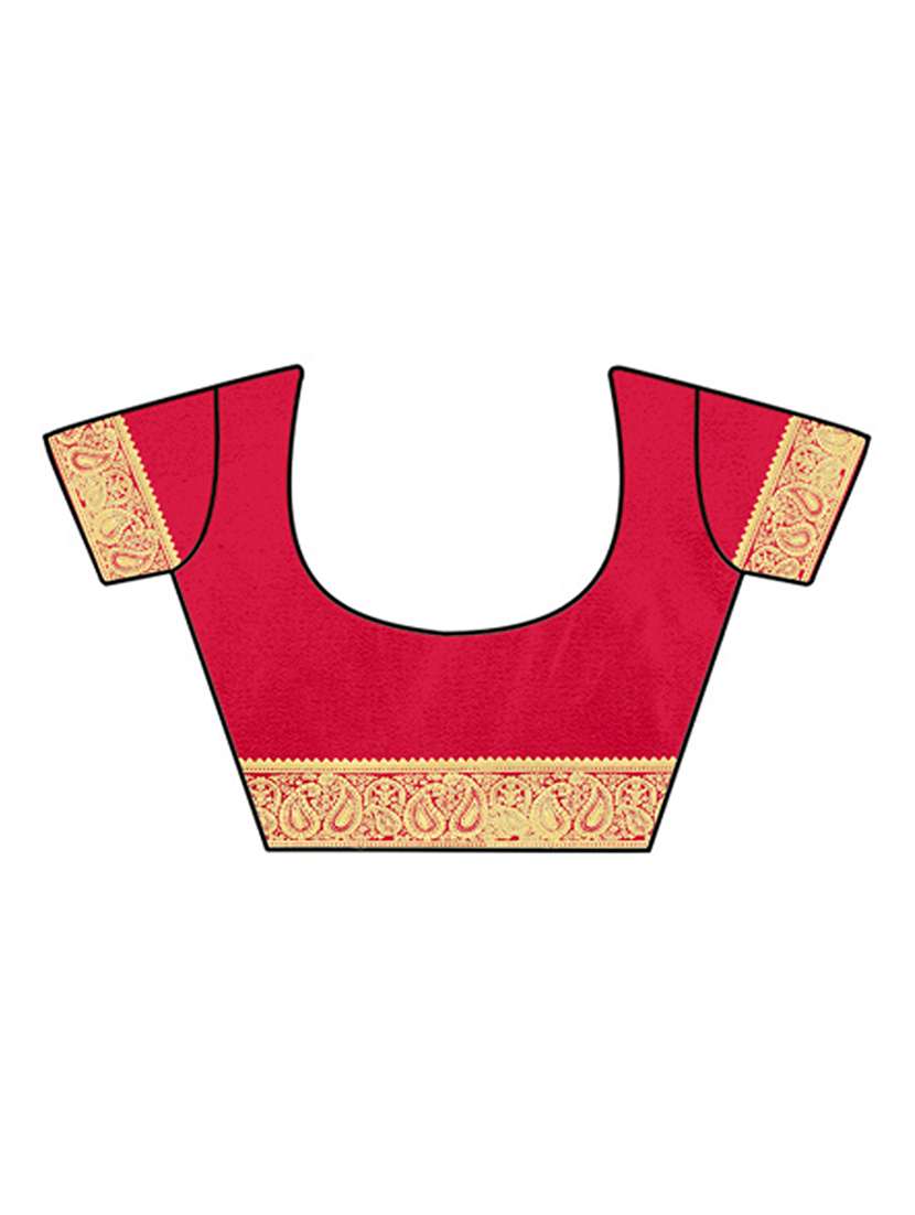 women's polka dots red colored saree with blouse - 20214251 - Standard Image - 2