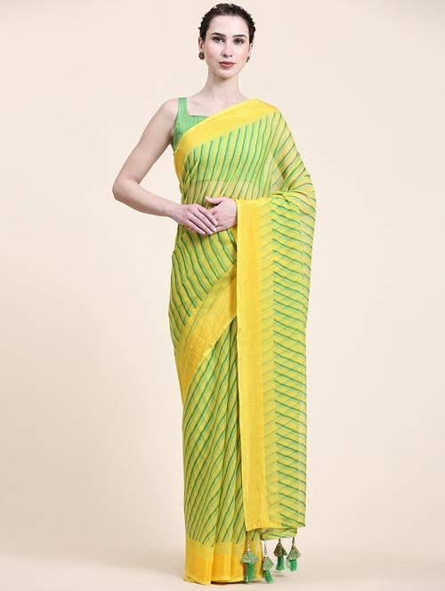 women's leheriya light green colored saree with blouse - 20214357 - Standard Image - 0