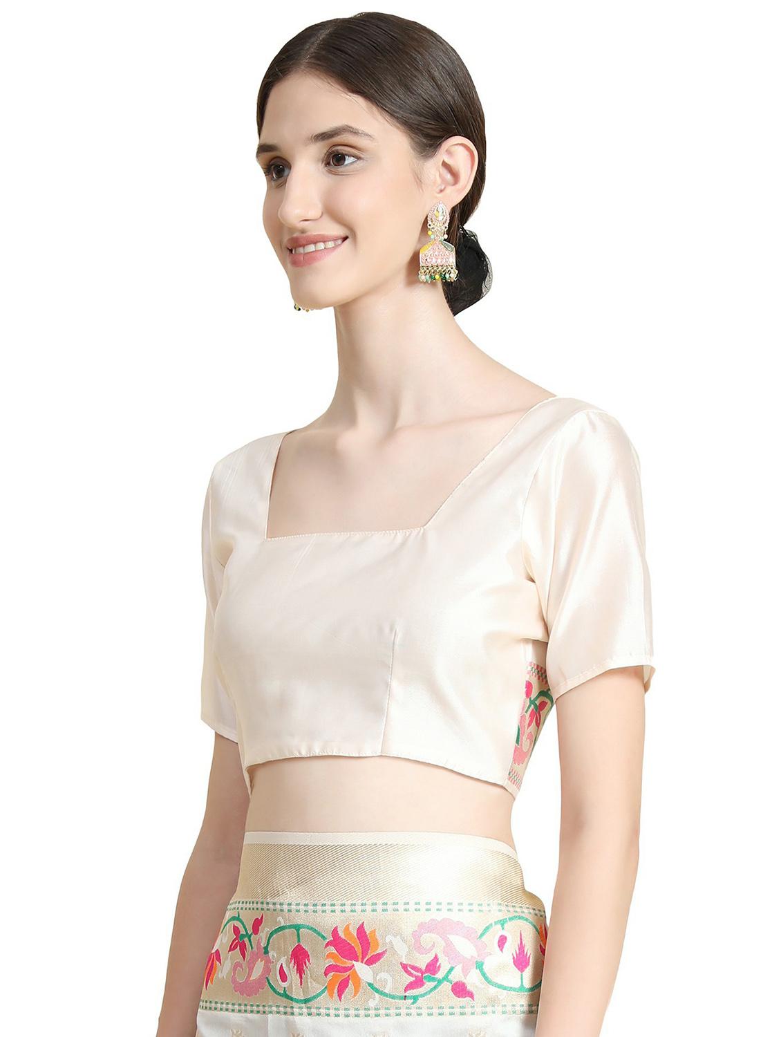 women's floral white colored saree with blouse - 20214373 - Standard Image - 2
