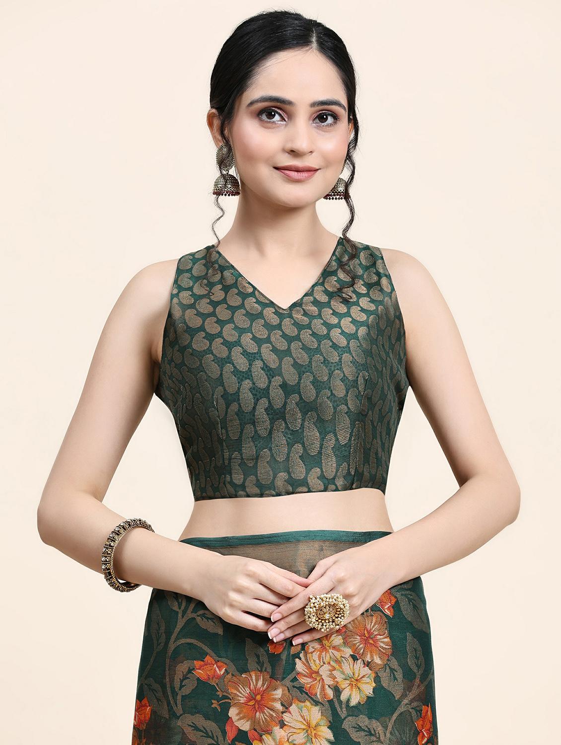 women's floral grey colored saree with blouse - 20214401 - Standard Image - 2