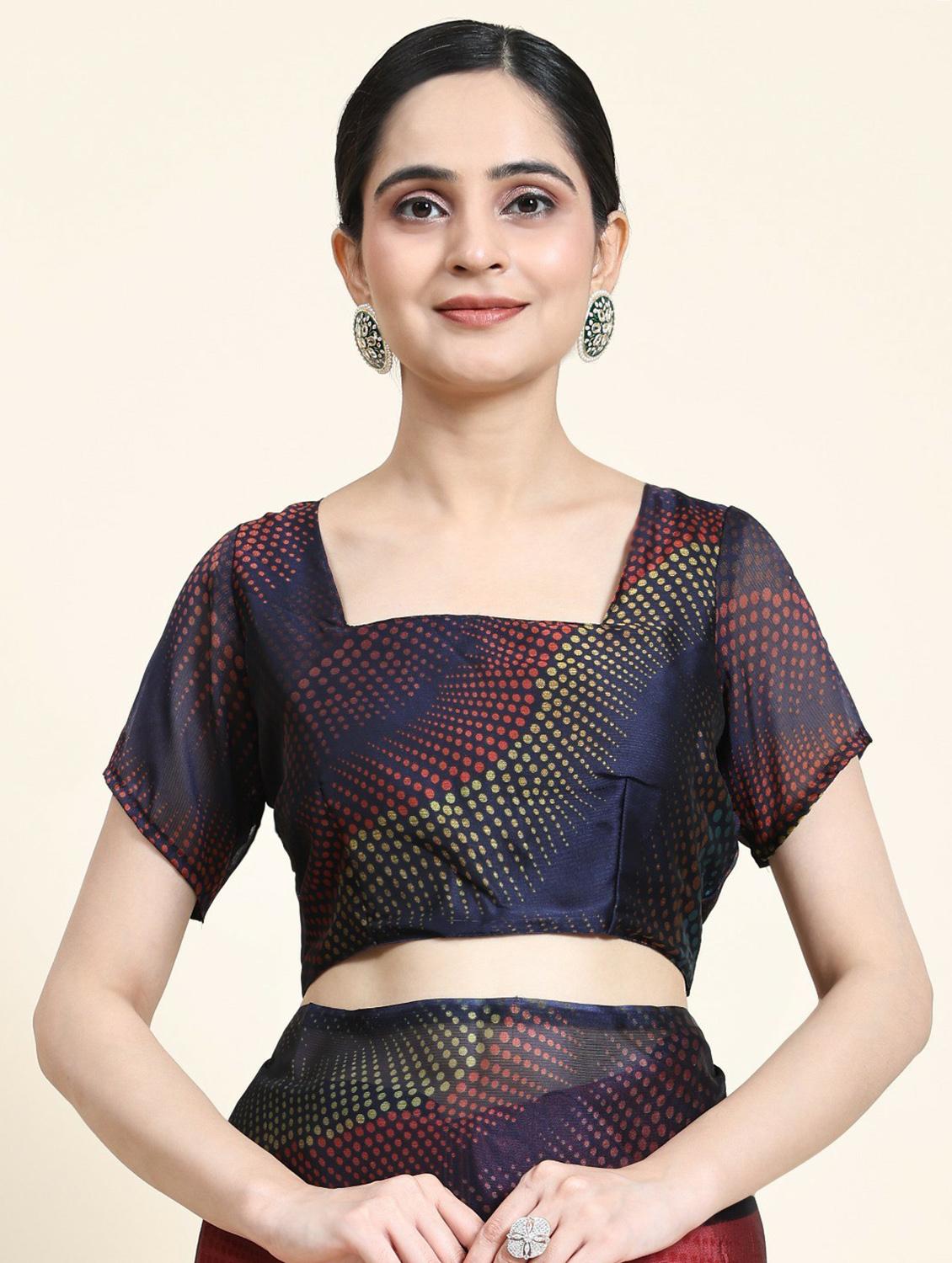 women's polka dots red colored saree with blouse - 20214406 - Standard Image - 2
