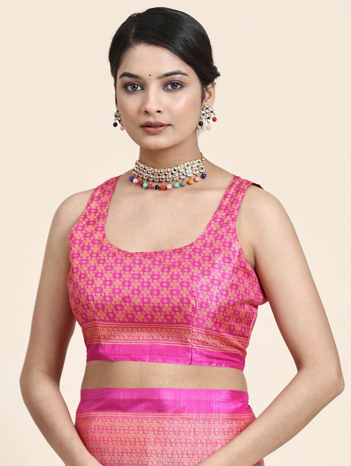 women's self design pink colored saree with blouse - 20214414 - Standard Image - 2