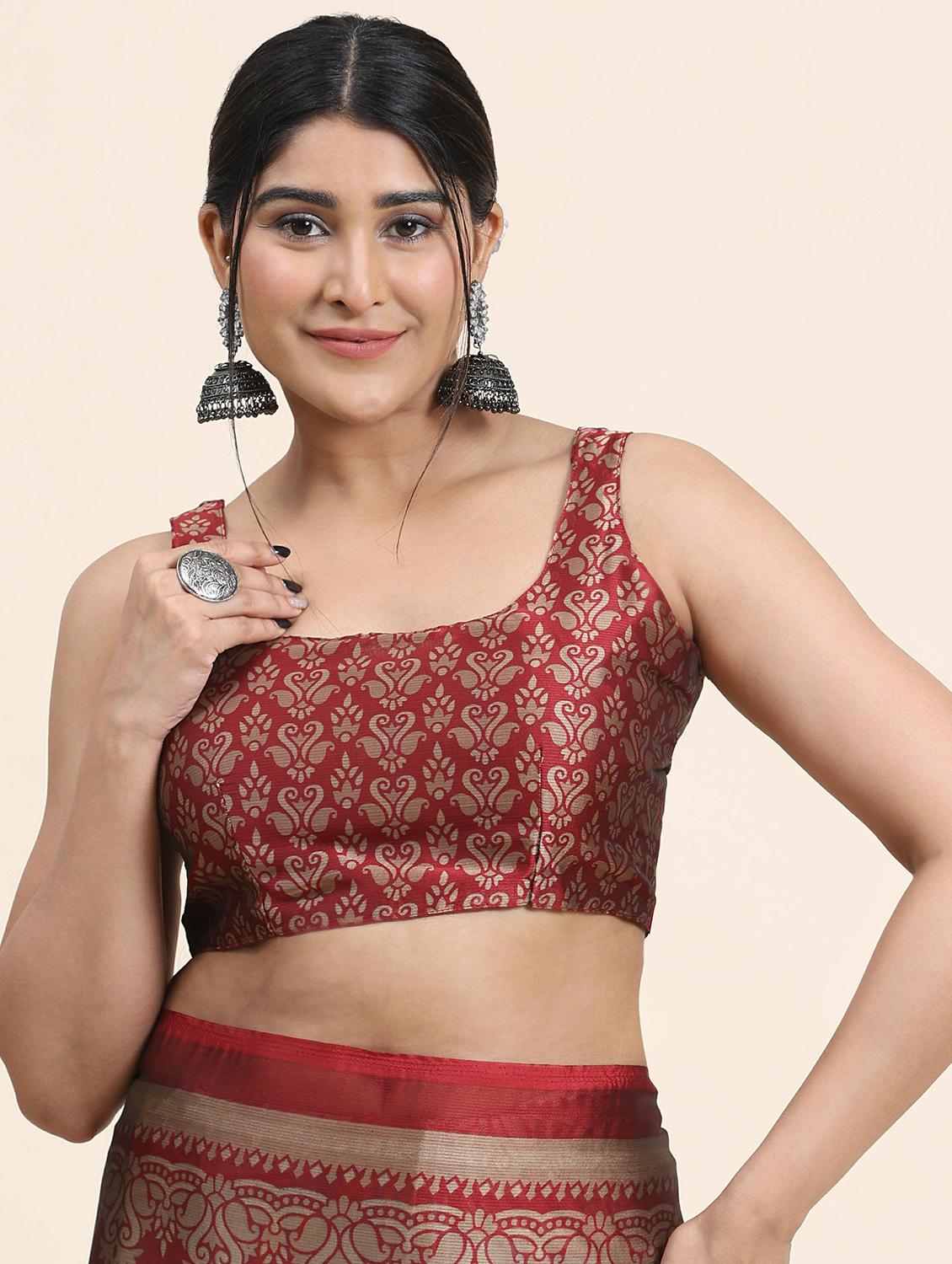 women's printed teal colored saree with blouse - 20214433 - Standard Image - 2