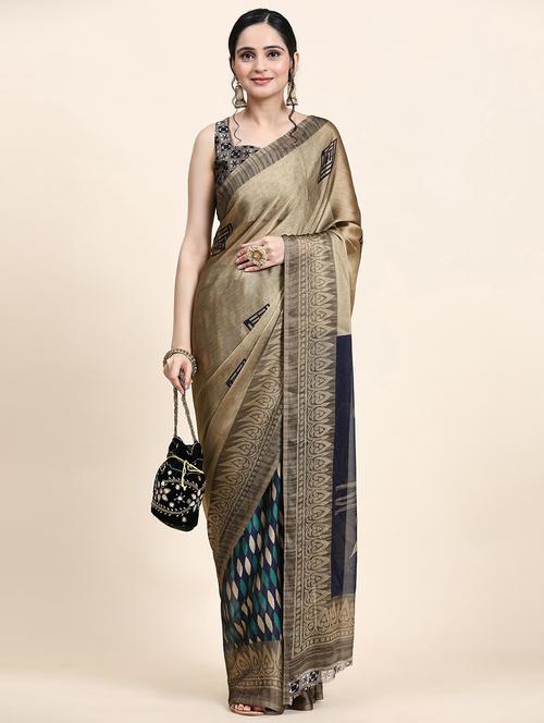 women's self design navy blue colored saree with blouse - 20214446 -  Standard Image - 0