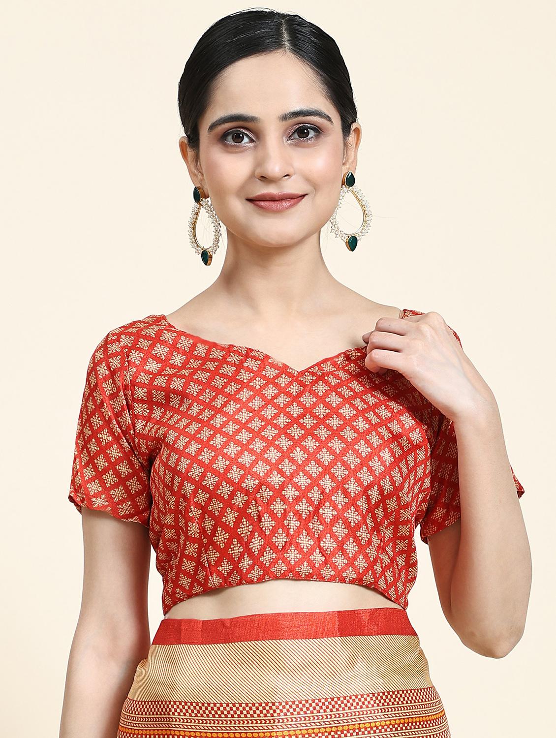 women's checks multi colored saree with blouse - 20214458 - Standard Image - 2