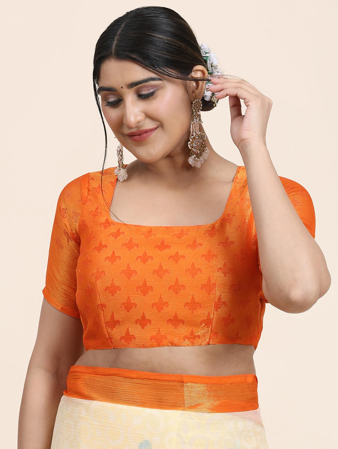 women's floral nude colored saree with blouse - 20214460 - Standard Image - 2