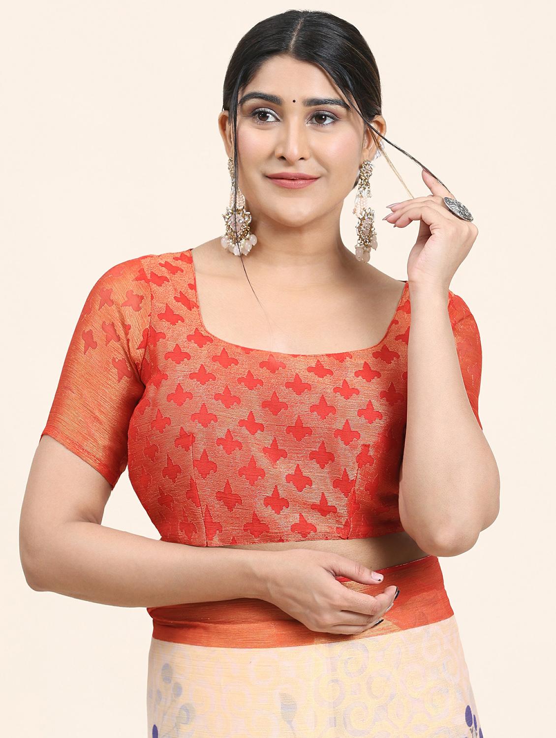 women's floral off white colored saree with blouse - 20214464 - Standard Image - 2