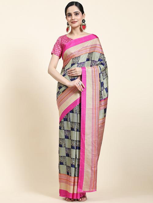 women's printed pink colored saree with blouse - 20214471 -  Standard Image - 0
