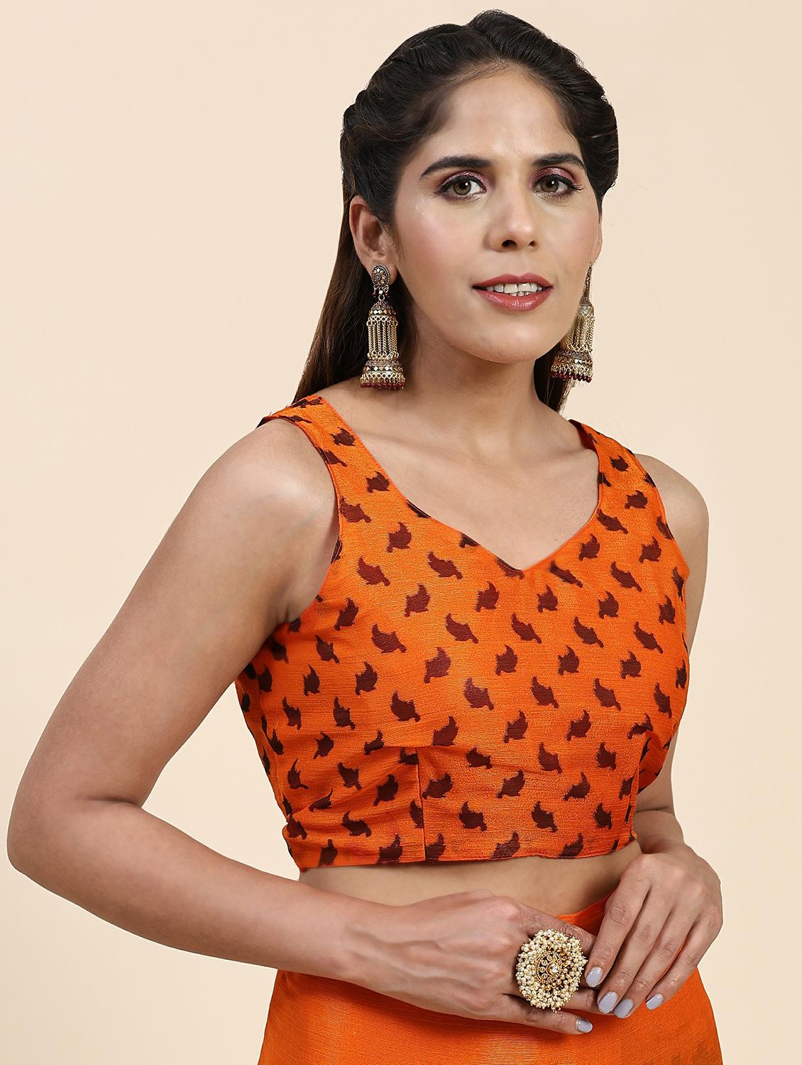 women printed saree with blouse - 20214475 - Standard Image - 2