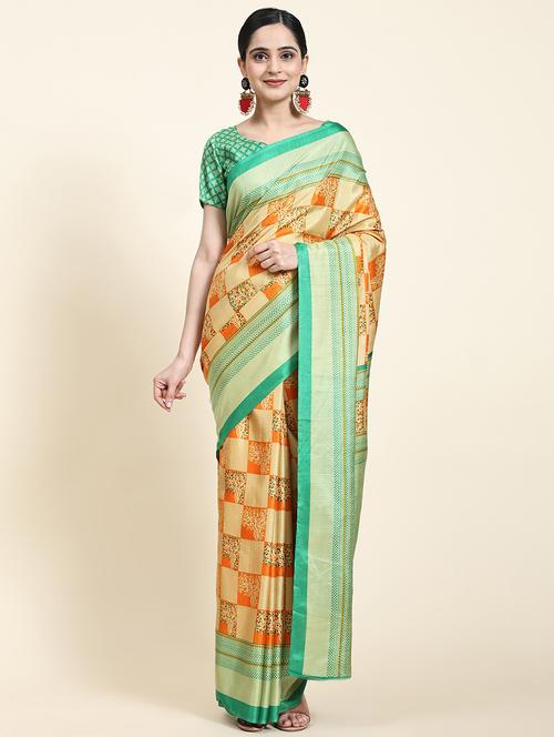 women's checks multi colored saree with blouse - 20214482 - Standard Image - 0
