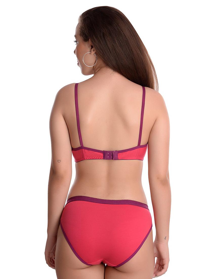 red lace detailed bra and panty set - 20214529 - Standard Image - 2