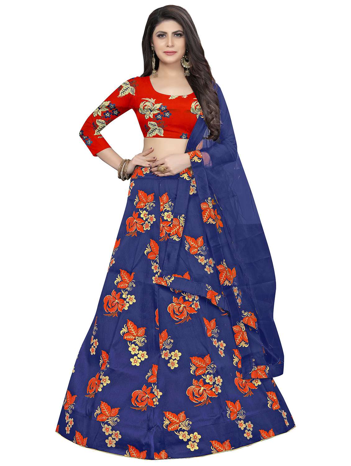 self design flared lehenga choli set with dupatta 