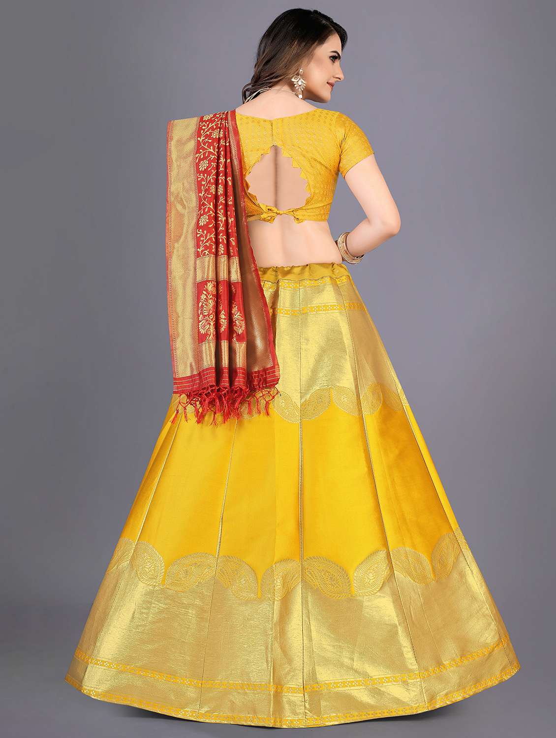 self design panelled lehenga choli set with dupatta - 20214778 - Standard Image - 2