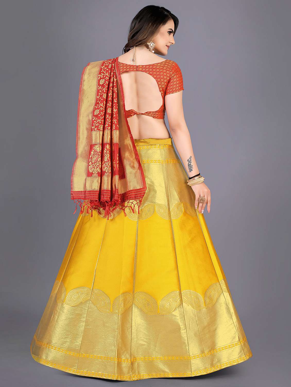 self design panelled lehenga choli set with dupatta - 20214780 -  Standard Image - 2