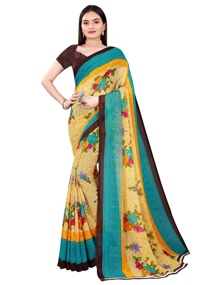 pack of 2 printed sarees with blouse - 20216142 -  Standard Image - 2