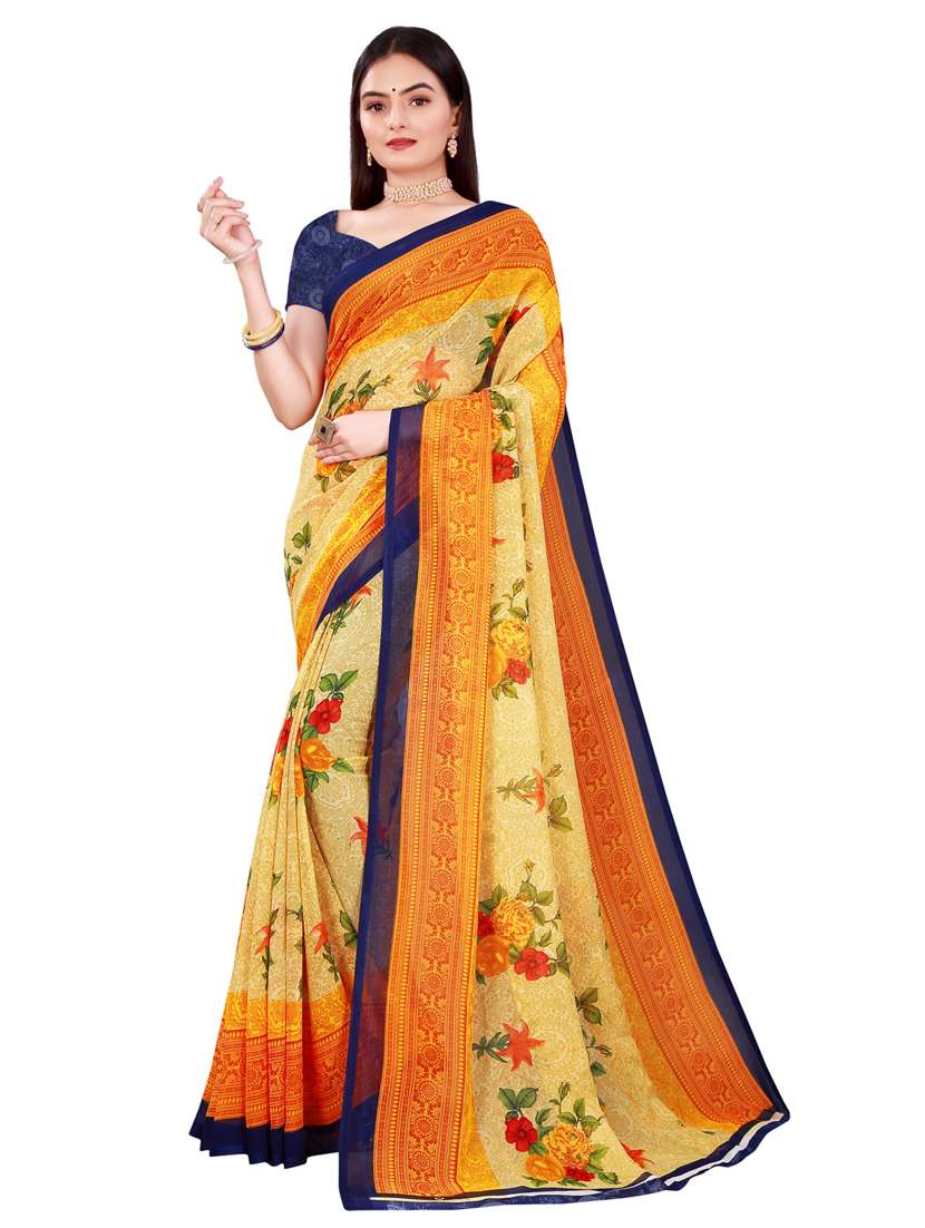 women's printed multi colored saree with blouse - 20216598 -  Standard Image - 2