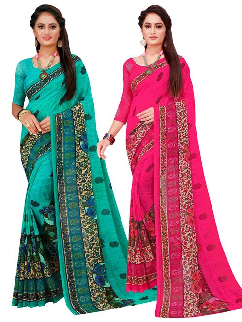 women's printed multi colored saree with blouse - 20216841 - Standard Image - 0