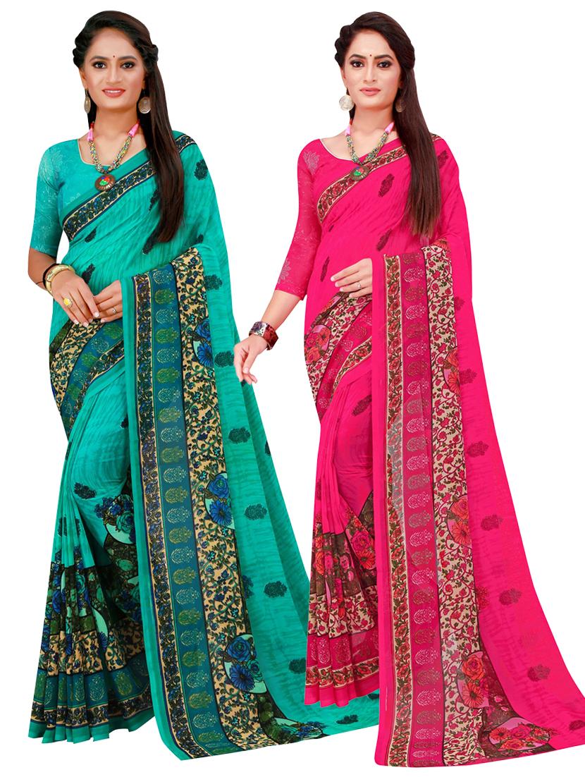 women's printed multi colored saree with blouse - 20216841 - Zoom Image - 0
