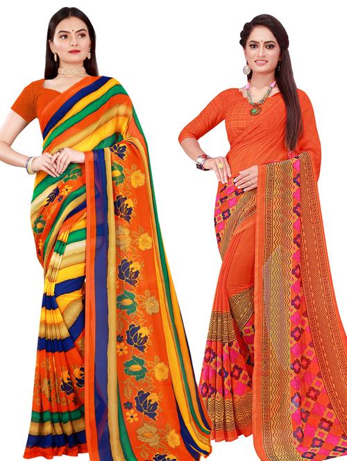 women's floral multi colored saree with blouse - 20217019 - Standard Image - 0