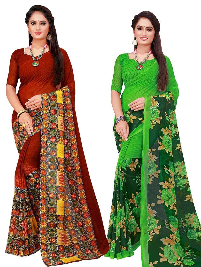 pack of 2 printed saree  with blouse