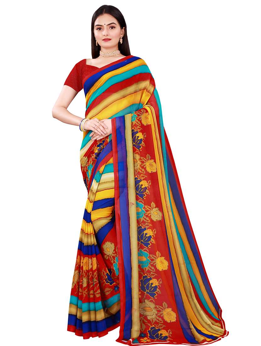 women's printed multi colored saree with blouse - 20217860 -  Standard Image - 2