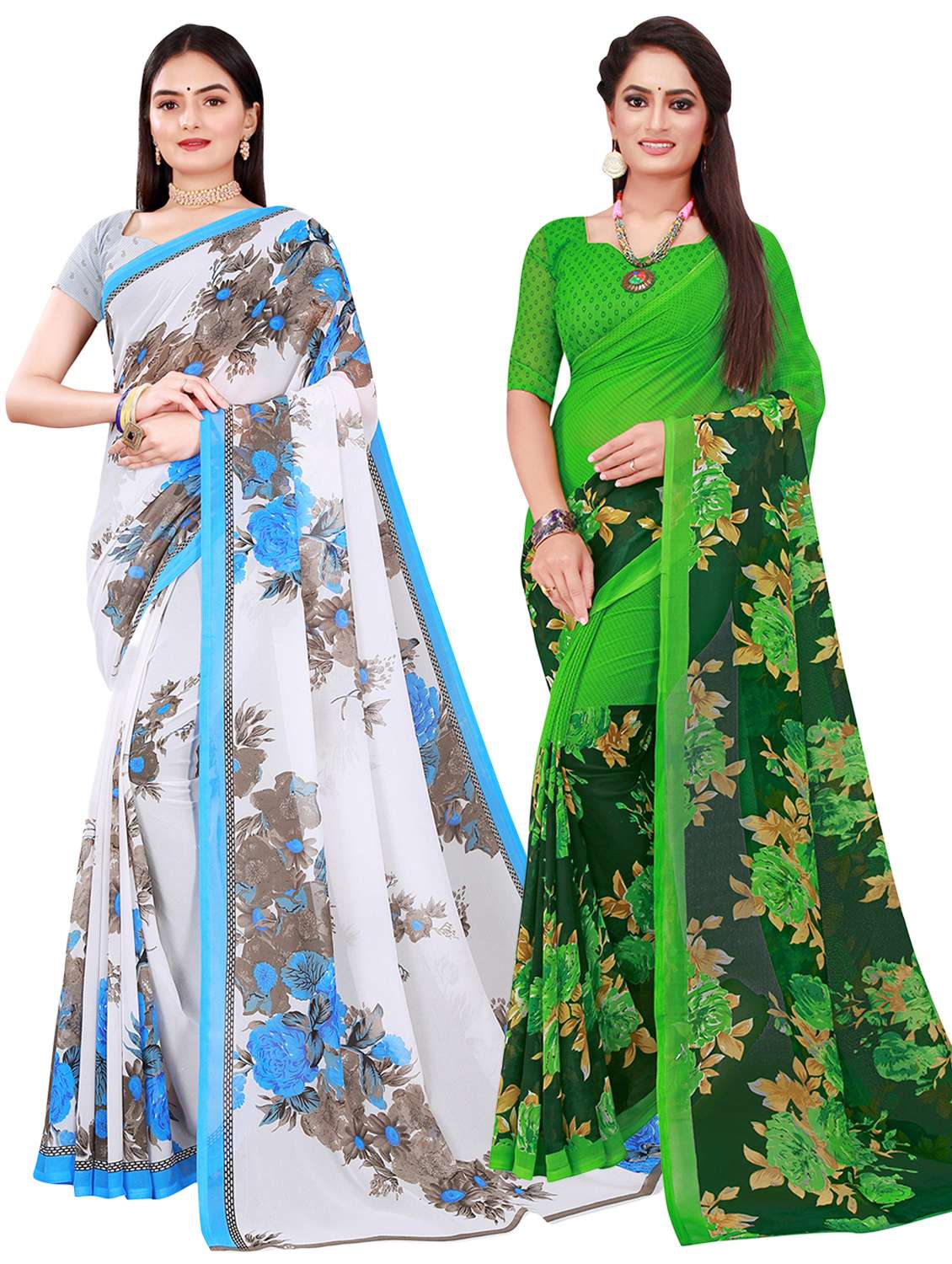 pack of 2 georgette saree with blouse