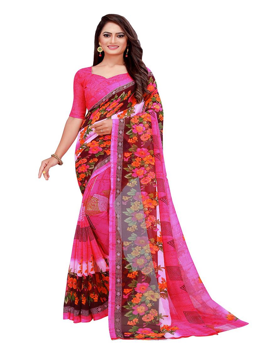 pack of 2 printed saree with blouse - 20219426 - Standard Image - 2
