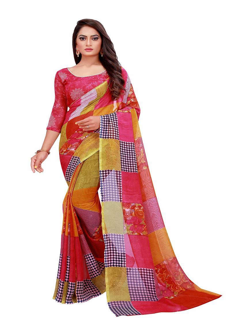 pack of 2 printed georgette saree - 20219670 - Standard Image - 2