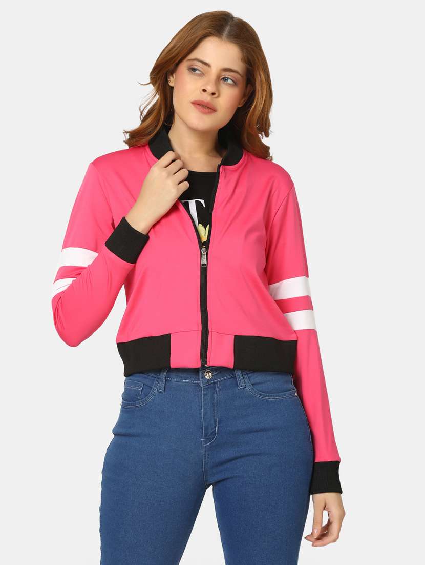 pink striped varsity jacket