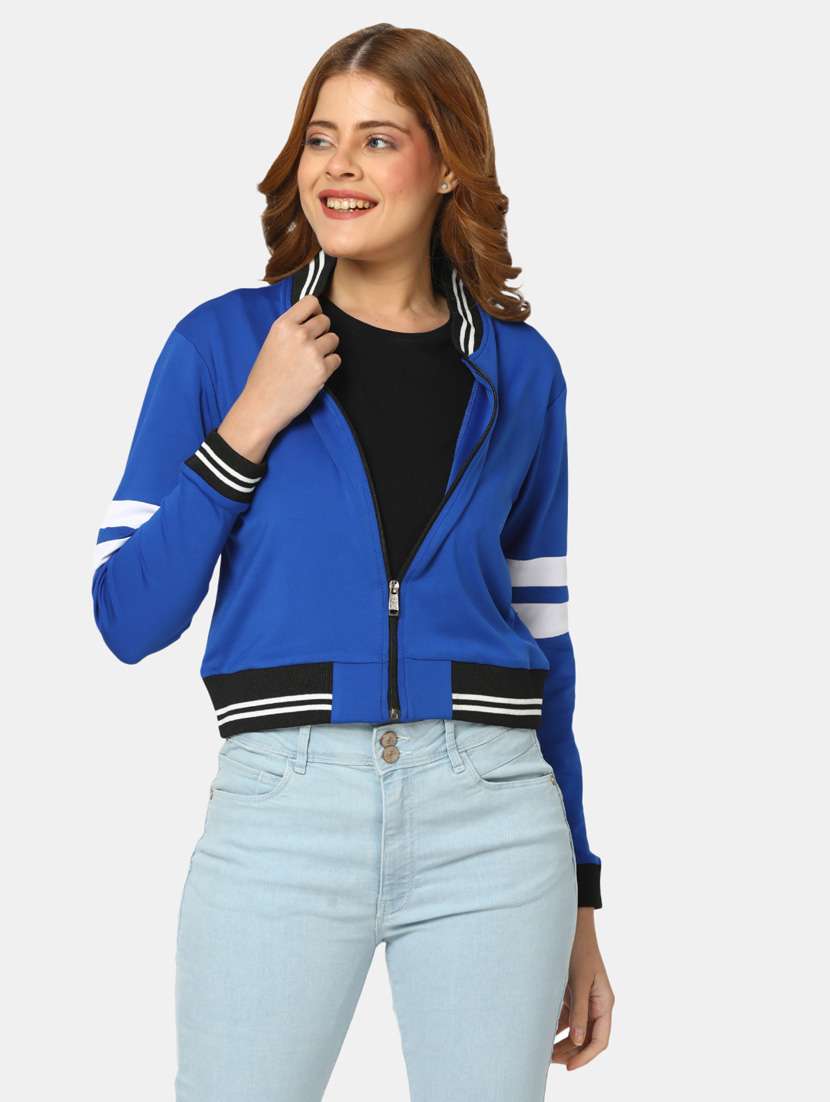 blue cotton varsity jacket