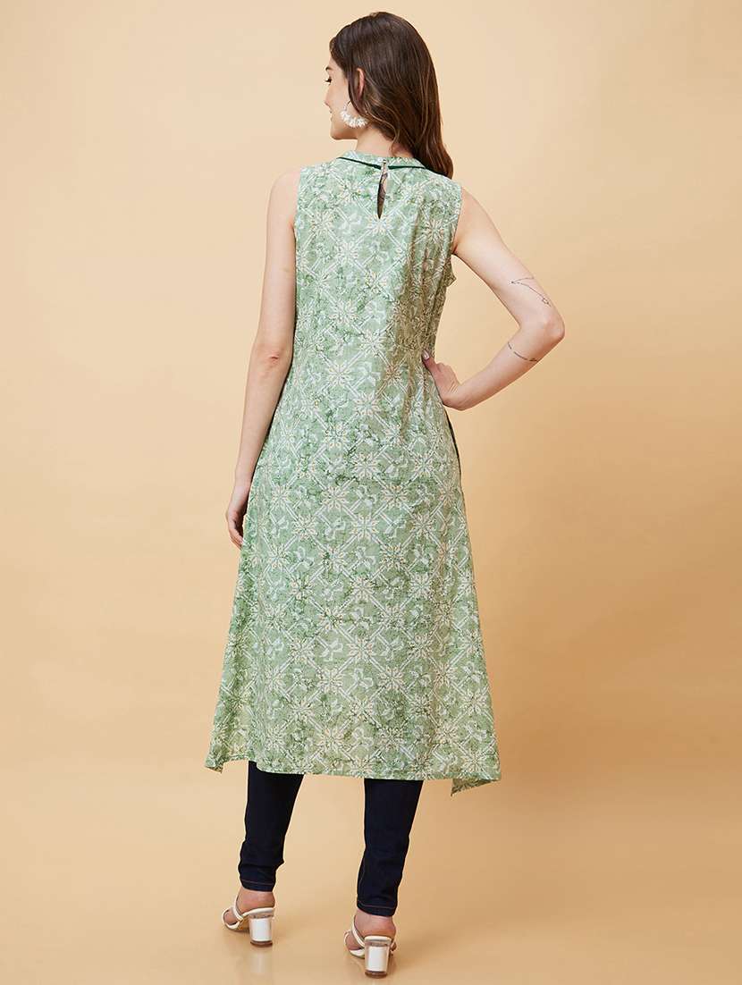 women green cotton a-line kurta - 20221125 -  Standard Image - 2