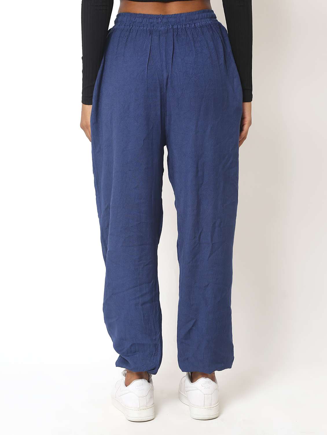 blue solids harem pant trousers - 20221192 -  Standard Image - 2
