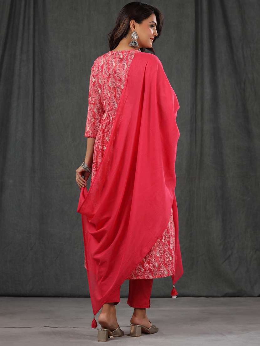 women three quarter sleeve kurta pant with dupatta set - 20223788 - Standard Image - 2