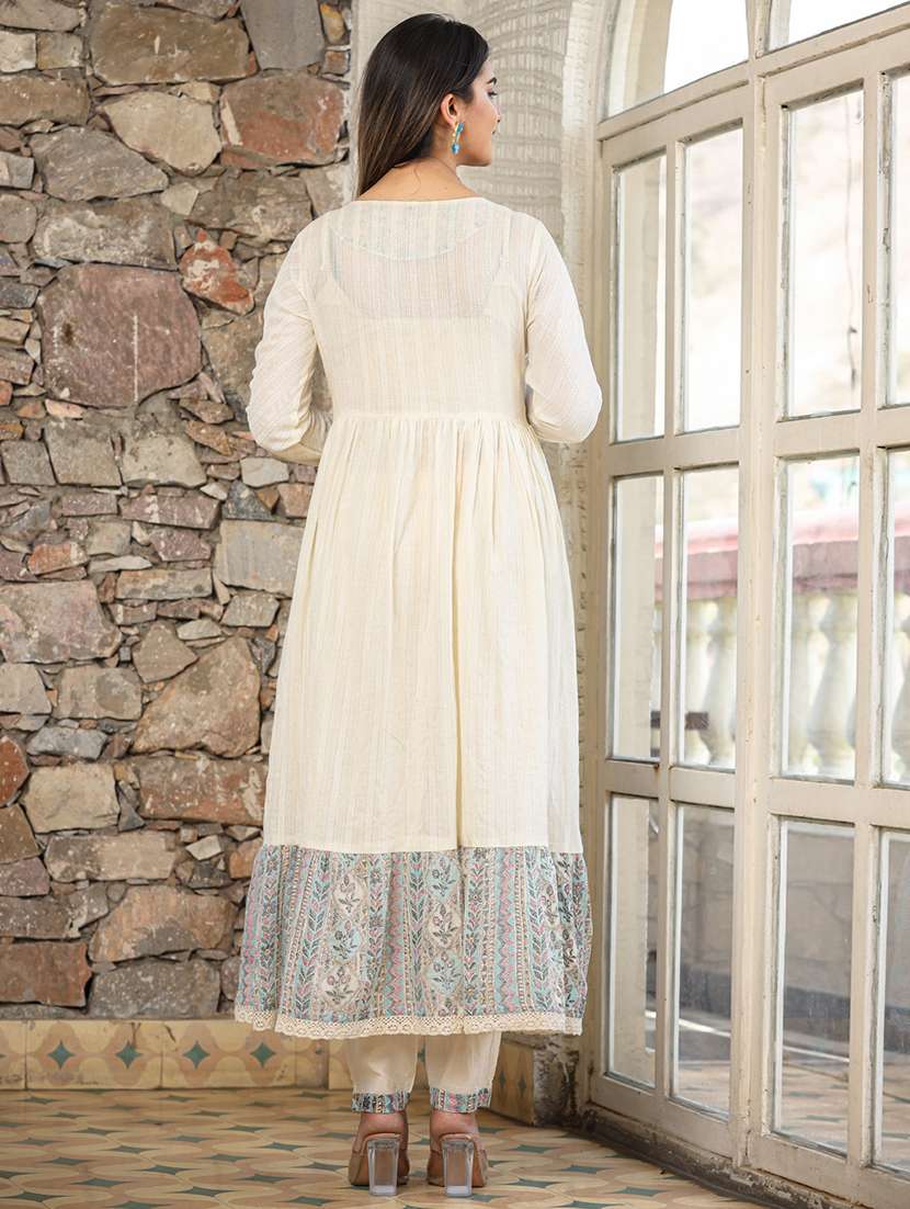 women off white long sleeve kurta pant with dupatta set - 20223823 -  Standard Image - 2