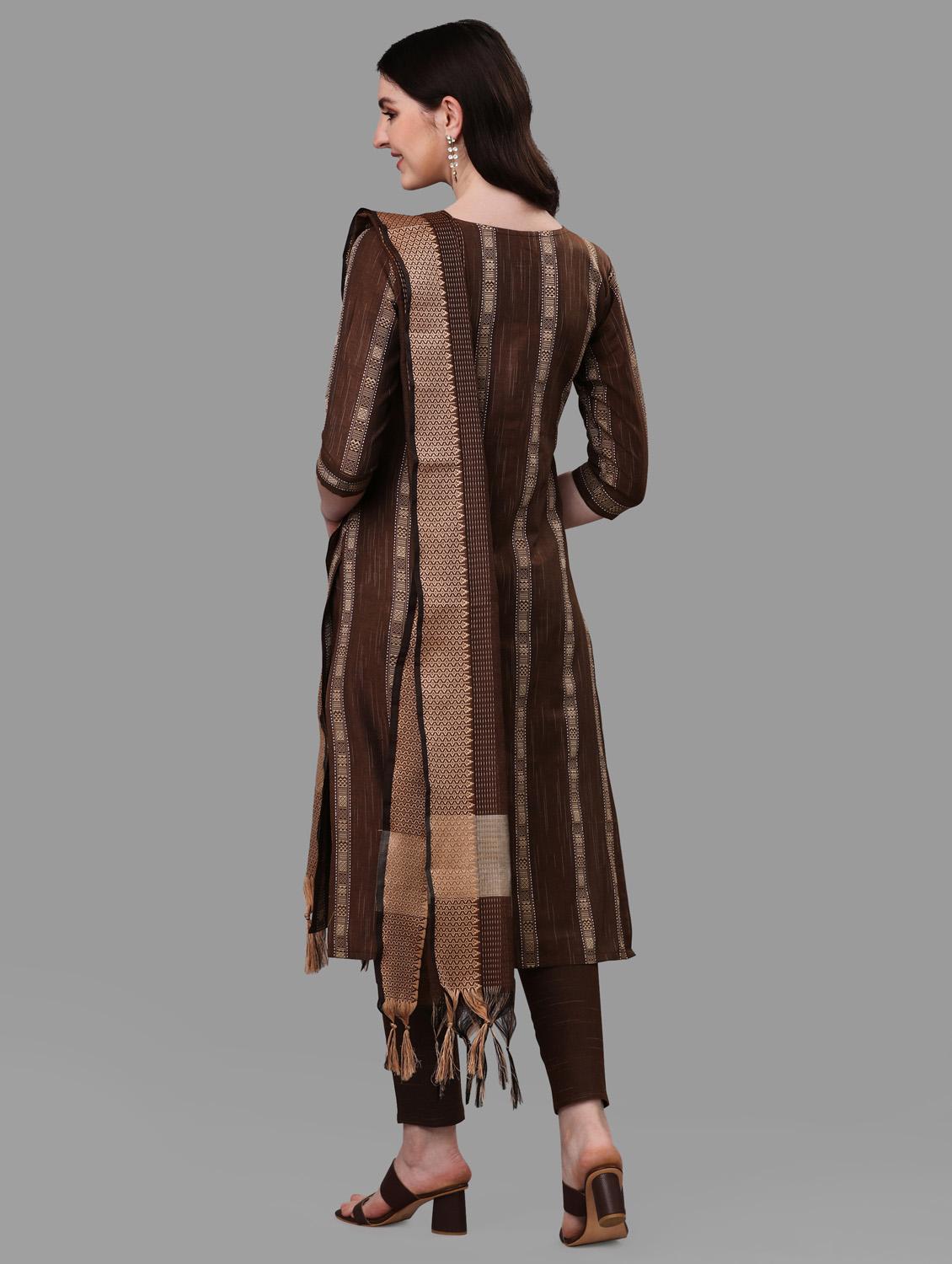 women brown kurta pant set with dupatta - 20223939 - Standard Image - 2