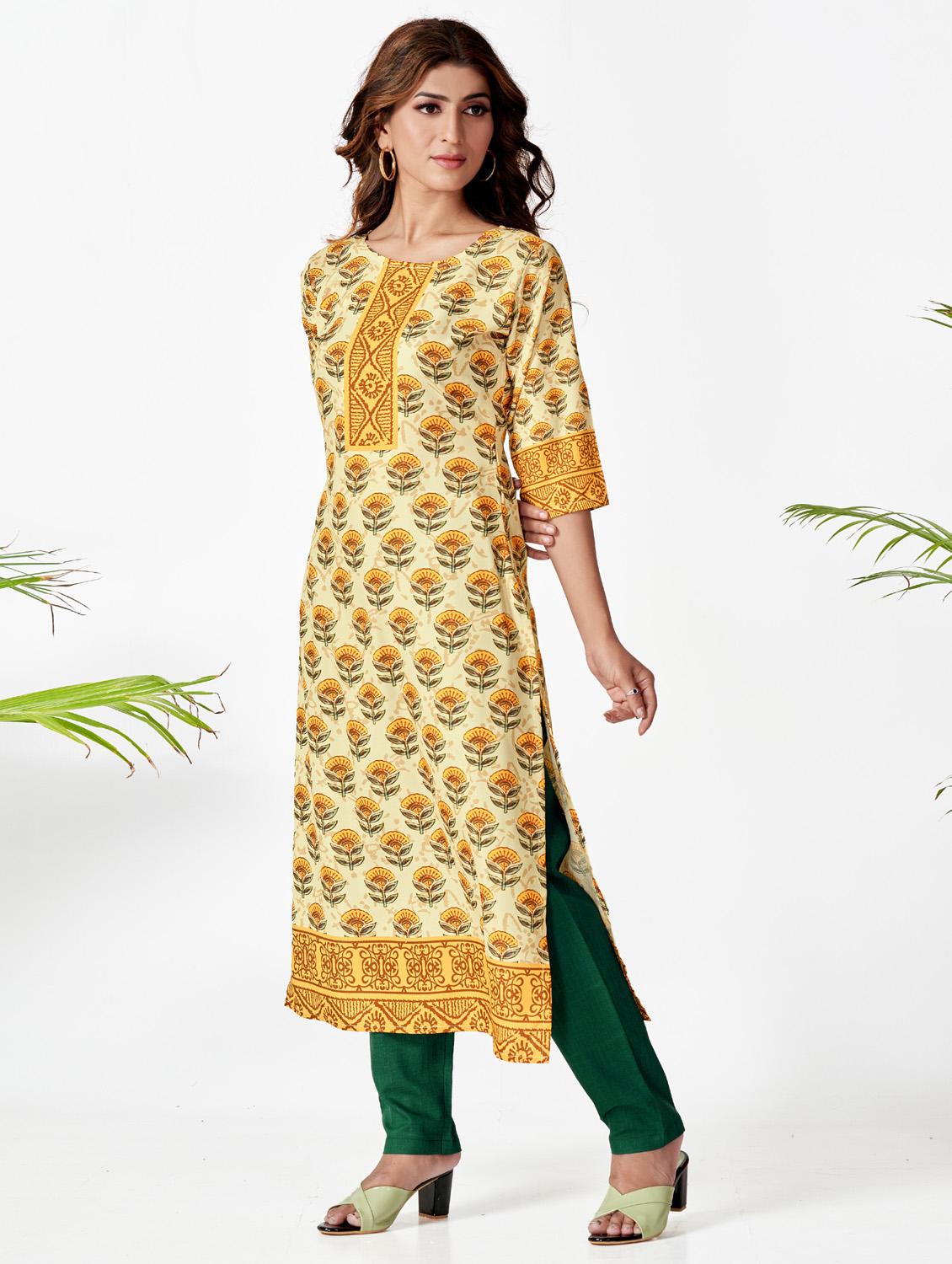 cream colored kurta pant set - 20224230 - Standard Image - 2