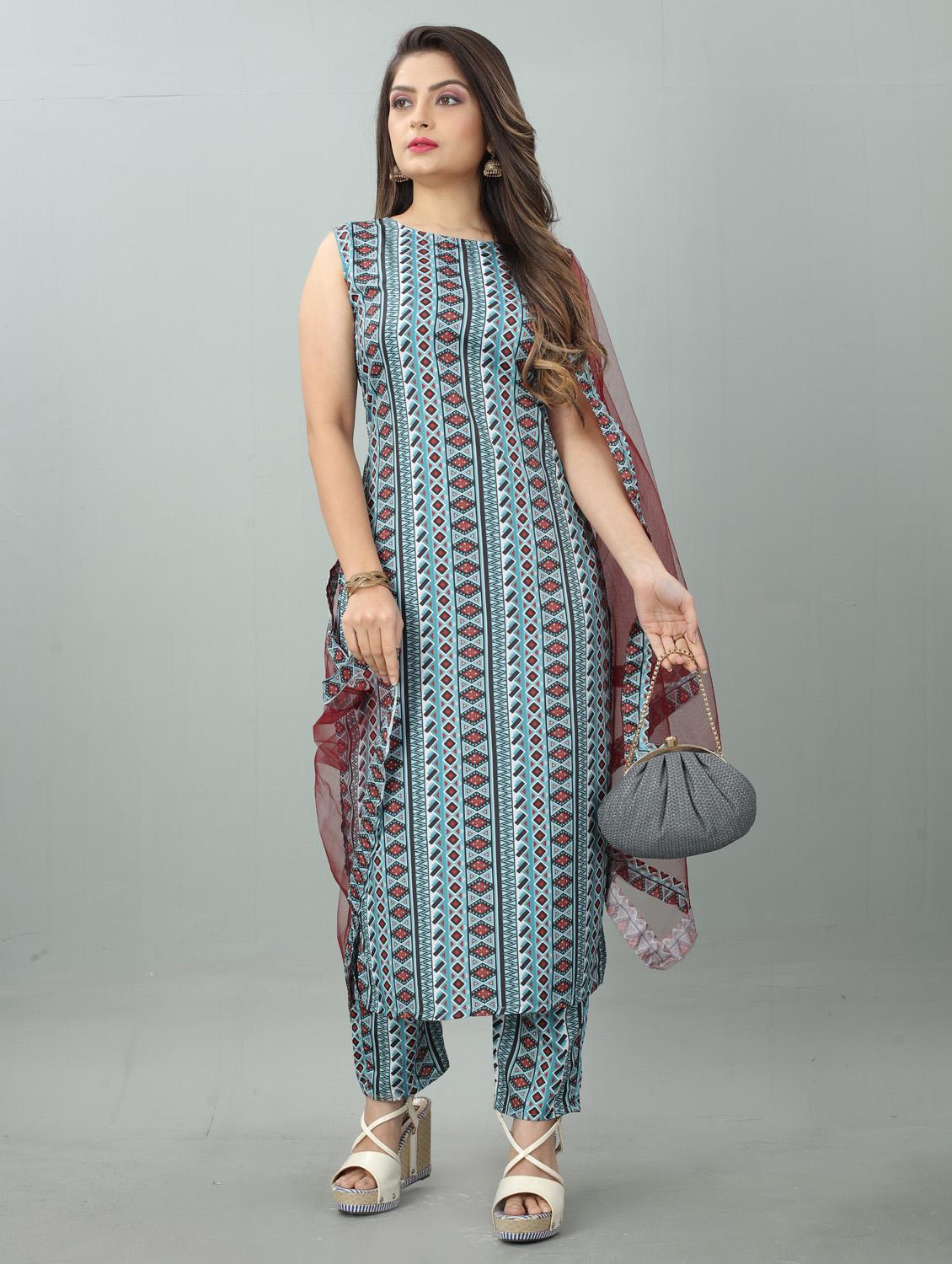blue colored kurta pant set - 20224245 - Standard Image - 2