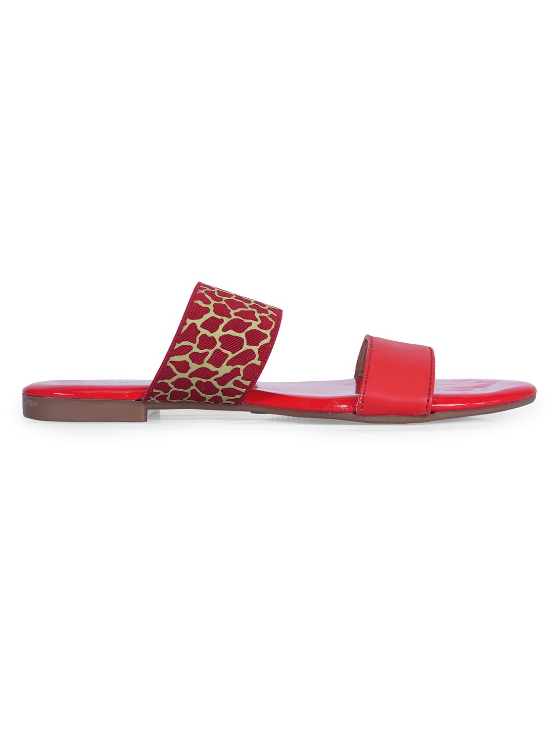 red synthetic flat forms sandals - 20225162 - Standard Image - 2