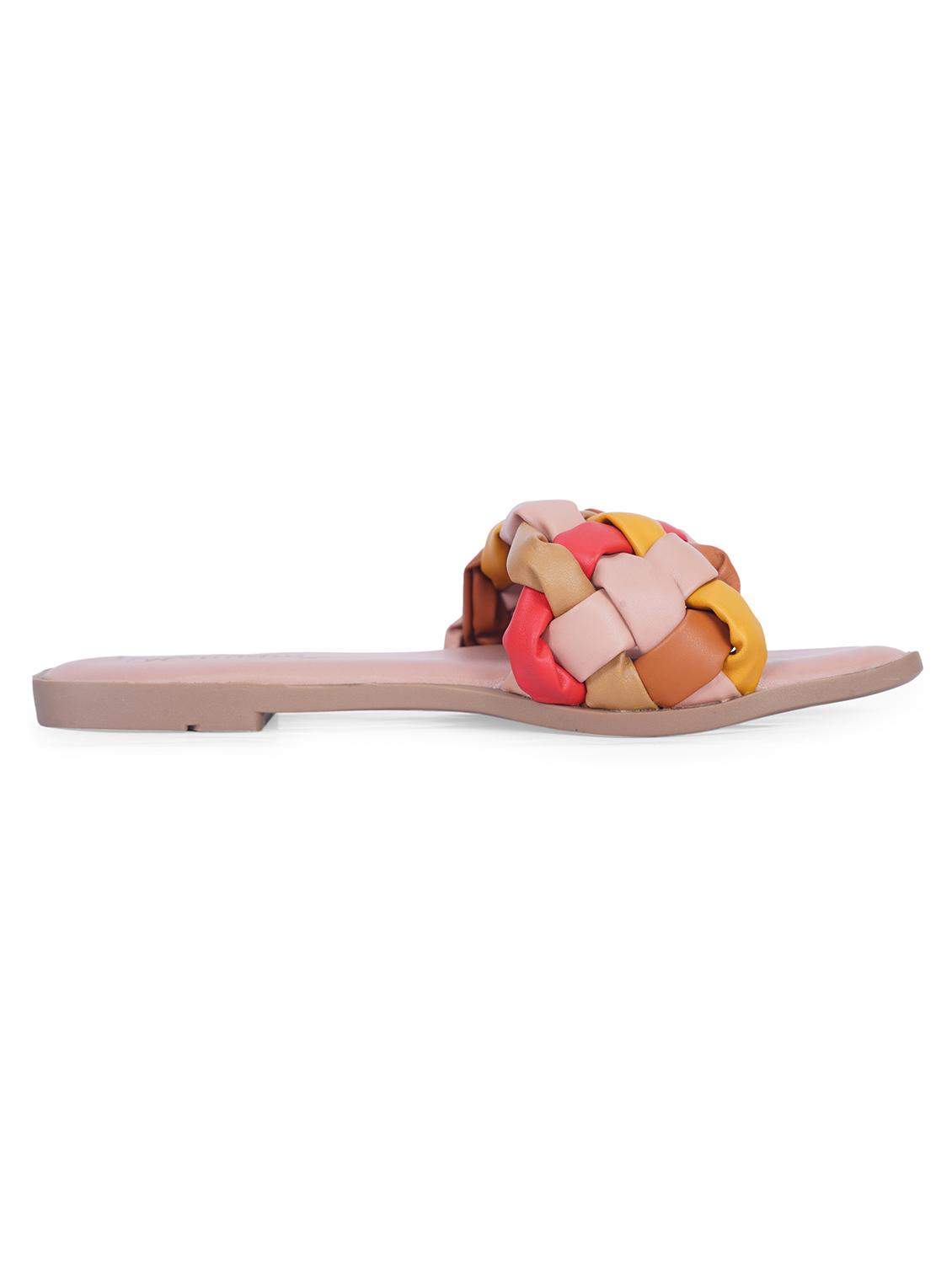 pink synthetic flat forms sandals - 20225178 - Standard Image - 2