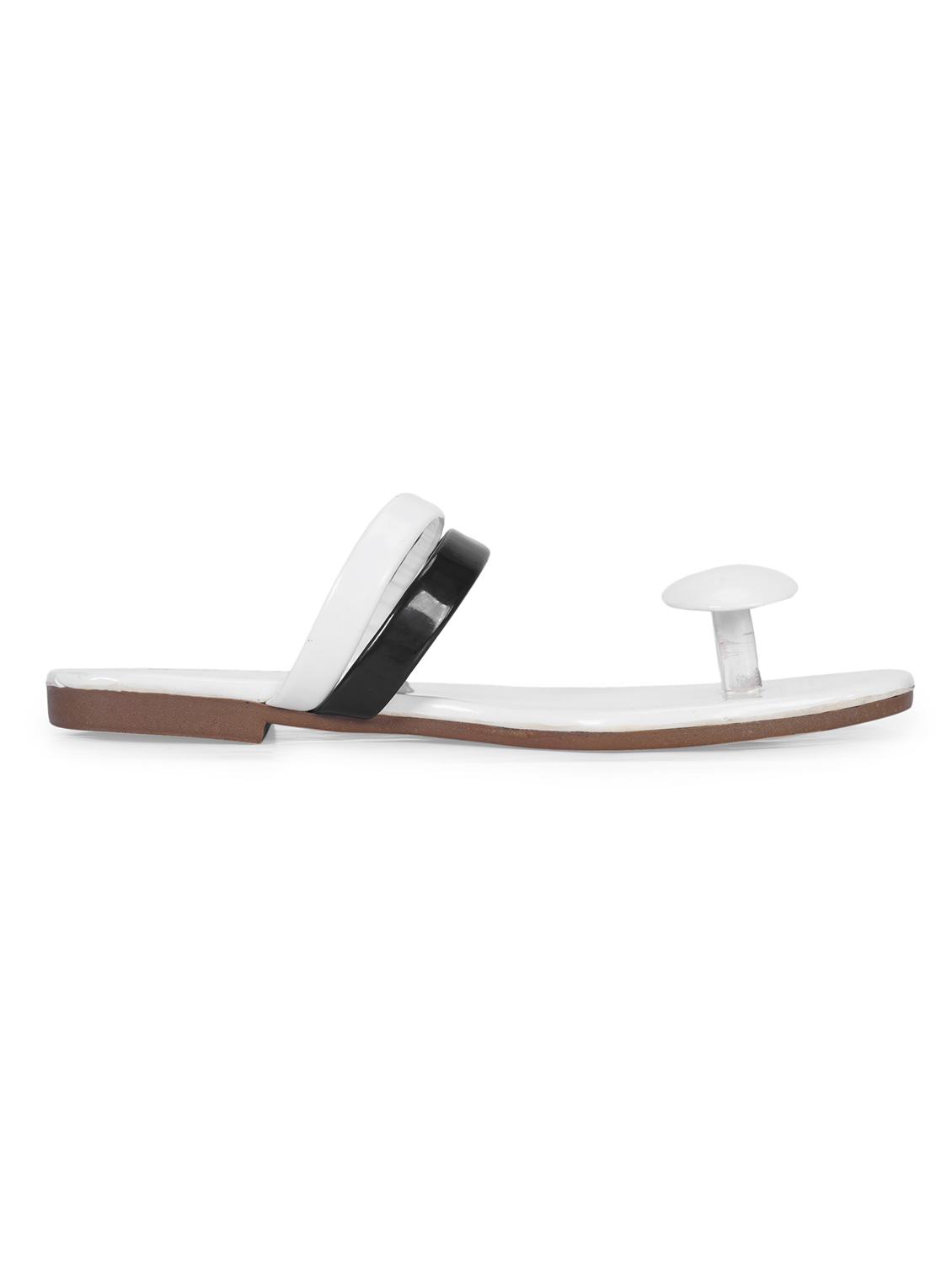 white synthetic flat forms sandals - 20225179 -  Standard Image - 2