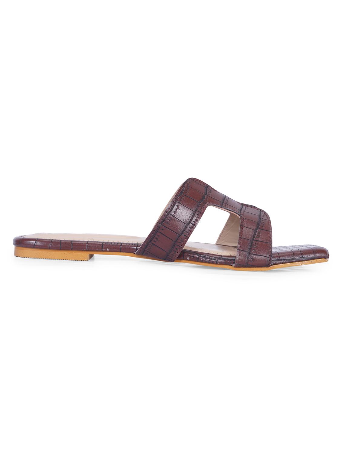 vriddhi casual snake printed flat brown sandals for womens - 20225185 - Standard Image - 2
