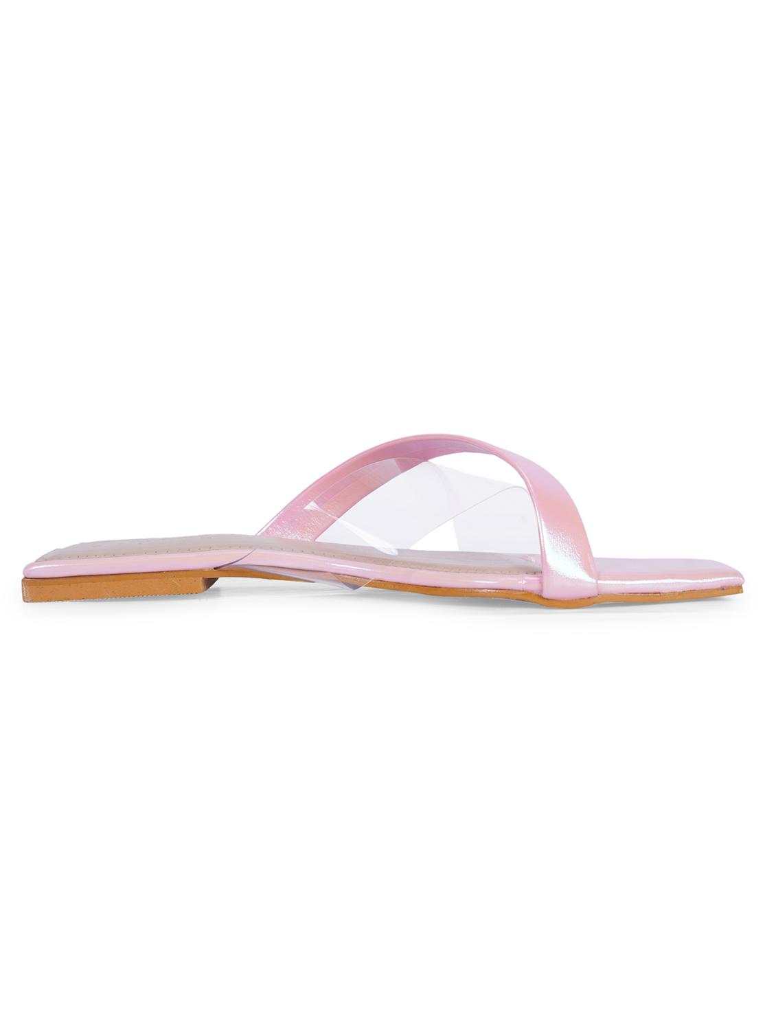vriddhi casual transparent cross flat pink sandals for womens - 20225186 - Standard Image - 2