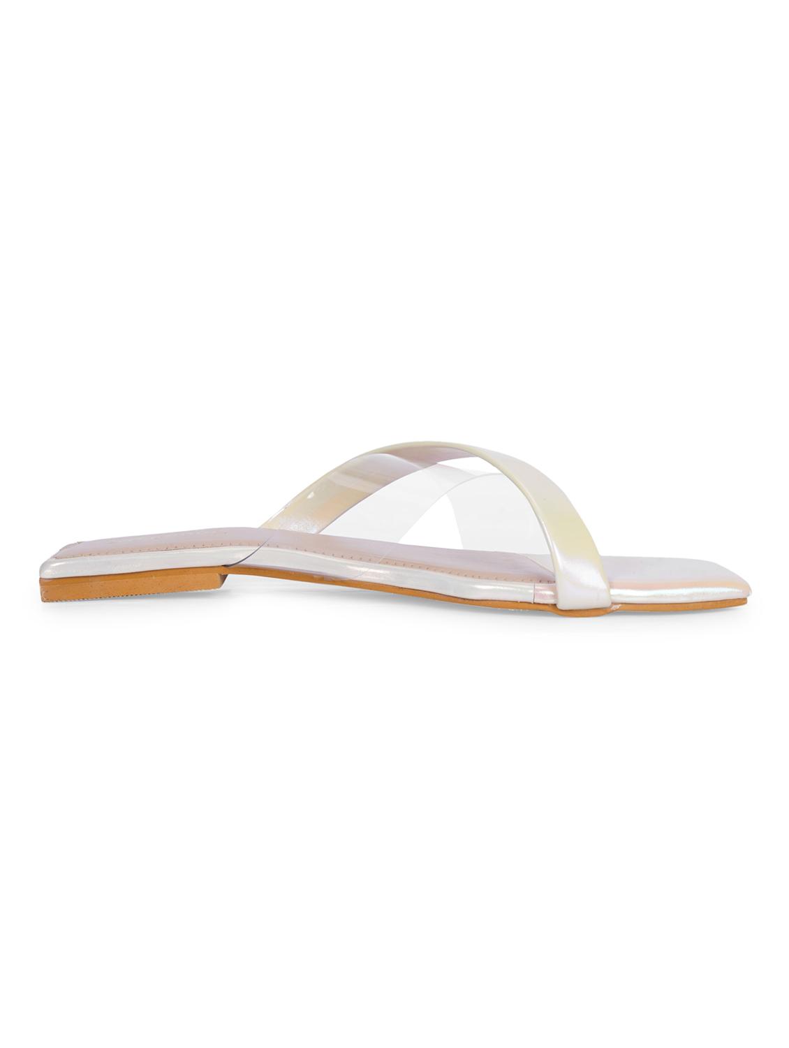 vriddhi casual transparent cross flat white sandals for womens - 20225188 - Standard Image - 2