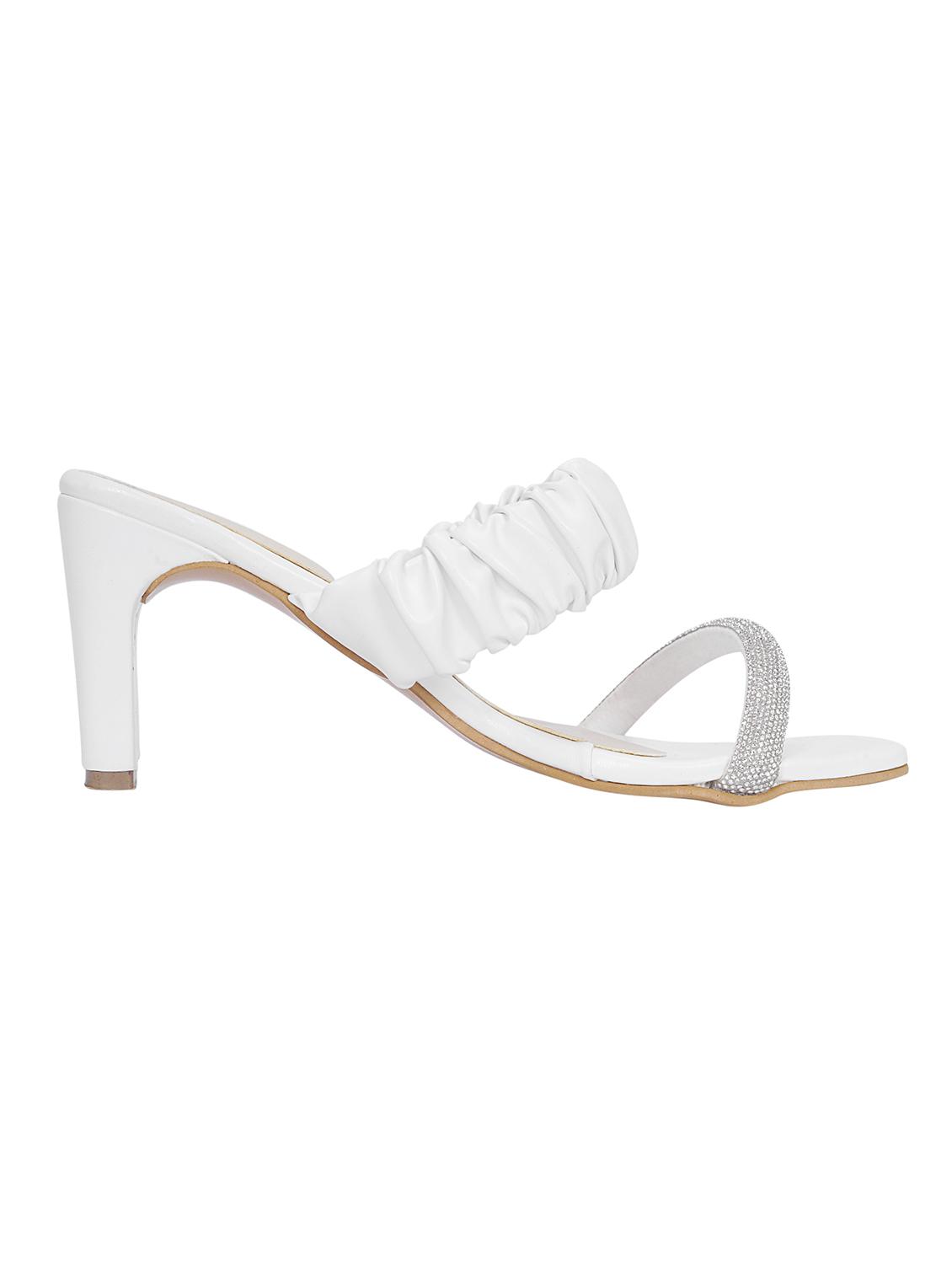 women's crystal white mid heel sandal - 20225208 - Standard Image - 2