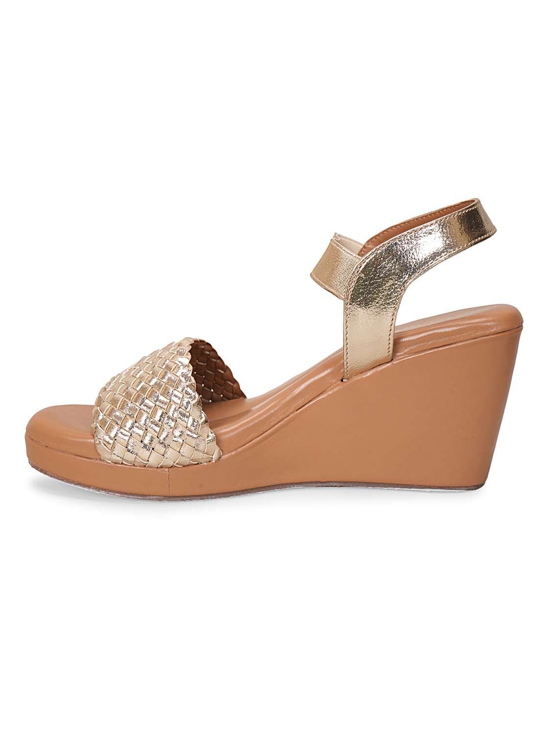 women gold  textured strap sandal - 20225216 -  Standard Image - 2