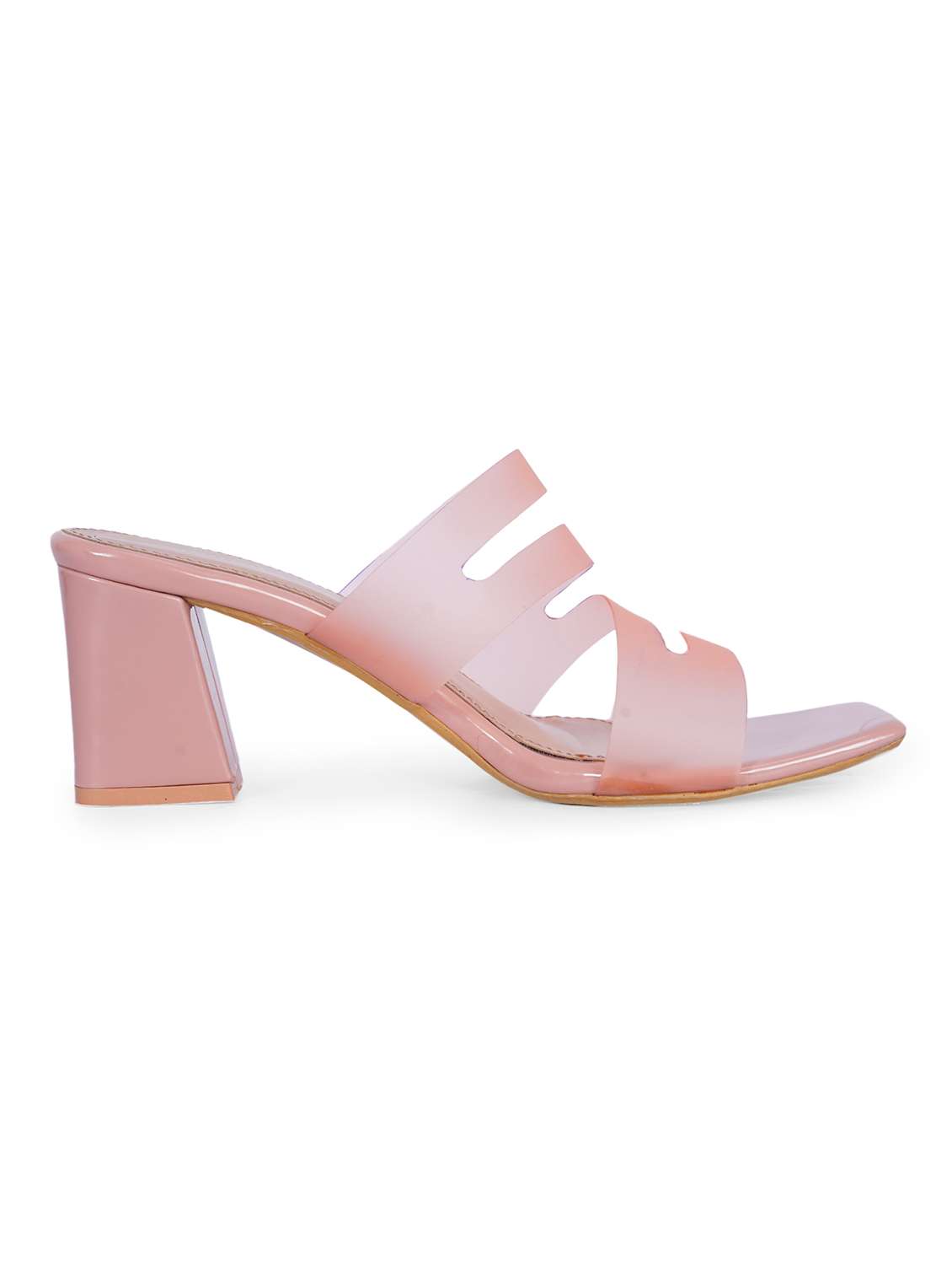 women peach block heel sandal - 20225223 -  Standard Image - 2