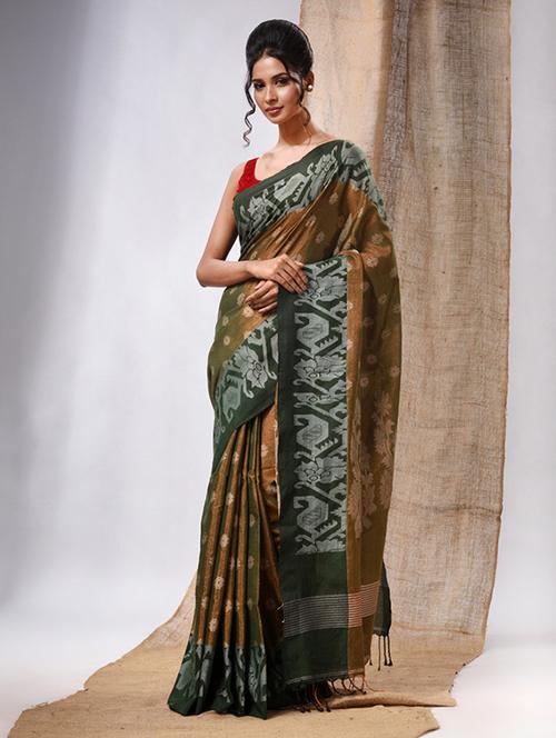 women's self design brown colored saree with blouse - 20225387 - Standard Image - 0